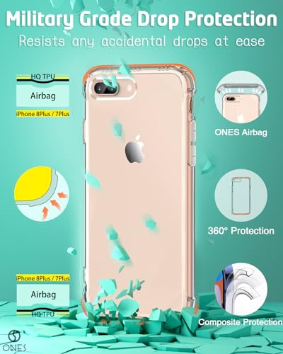 ONES for iPhone 8 Plus/7 Plus Case Clear, Slim Soft TPU Silicone Cover, Military Drop Protective Thin Phone Bumper Case with Shockproof Airbags, Yellowing Resistant, Transparent - color: HD High Transparency, size: iPhone 8Plus / 7Plus