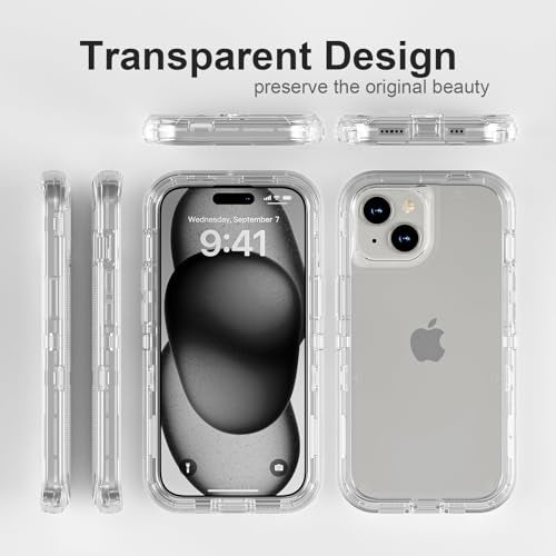 Follaroma for iPhone 15 Case, Shockproof Protection,Crystal Clear | Heavy Duty Shockproof Protection Phone Cases, Anti-Drop, Dual Layer Transparent Rugged Protective Cover, 6.1 inch - color: Clear, size: iPhone 15 6.1‘’