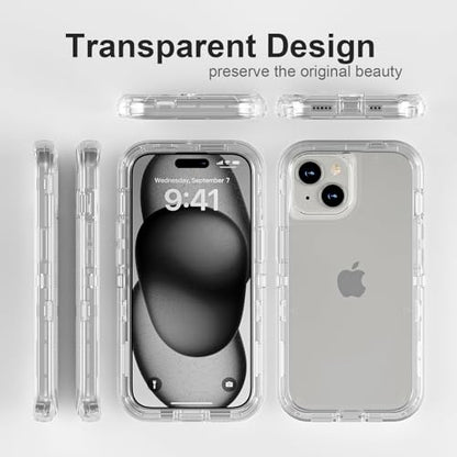 Follaroma for iPhone 15 Case, Shockproof Protection,Crystal Clear | Heavy Duty Shockproof Protection Phone Cases, Anti-Drop, Dual Layer Transparent Rugged Protective Cover, 6.1 inch - color: Clear, size: iPhone 15 6.1‘’