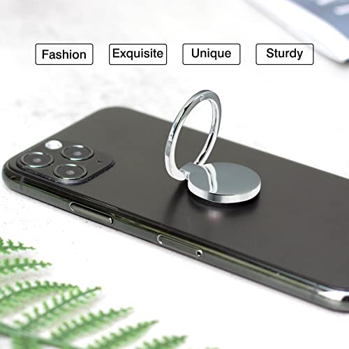 [2 Pack] Round Ultra-thin Cell Phone Ring Holder Stand,360 Degree Rotation and 180 Degree Adjustable Finger Ring Kickstand with Polished Metal Phone Grip (Silver)
