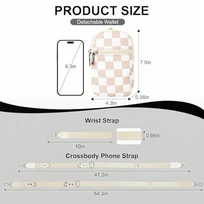 3-in-1 Clip And Go Phone Strap Crossbody With Detachable Wallet, RFID Blocking, Adjustable Anti-Theft Phone Lanyard - color: Beige