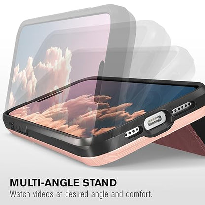 VENA vCommute iPhone 15 Pro Max Wallet Case, Red | Military-Grade Drop Protection, Premium Leather Magnetic Flap Cover, Hidden Card Holder, RFID Blocking, Multi-Angle Kickstand - color: Classic - Red, size: iPhone 15 Pro Max