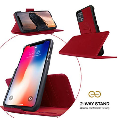 Dreem Fibonacci 2-in-1 Wallet Case for Apple iPhone 8 Plus & 7 Plus - Luxury Vegan Leather, Magnetic Detachable Shockproof Phone Case, RFID Card Protection, 2-Way Flip Stand - Red - color: Red, size: iPhone 8 Plus & 7 Plus