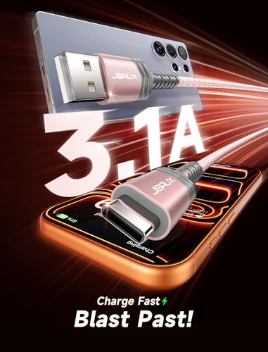 JSAUX USB to USB C Cable, USB C Cable for iPhone 17, 3-Pack (10+6.6+3.3FT) - color: Rose Gold, size: 3.3ft+6.6ft+10ft