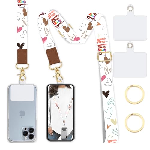 Phone Lanyard Wrist Strap Crossbody Adjustable, Cell Phone Lanyard for Around The Neck Shoulder Wristlet Strap - color: Be Kind Hands