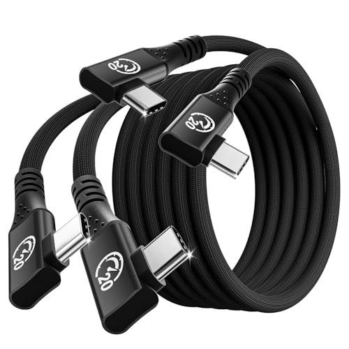 Right Angle USB C 3.2 Gen 2x2 Cable 6.6FT 2Pack, Flexible Double 90 Degree - size: 6.6ft+6.6ft