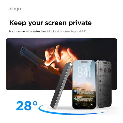elago 2 Pack Privacy Glass+ Screen Protector for iPhone 17 Pro Max - size: iPhone 17 Pro Max (2 Pack)