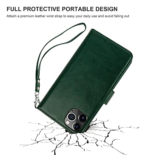 Bocasal Detachable Wallet Case Card Holder for iPhone 11 Pro Max Green - color: Green
