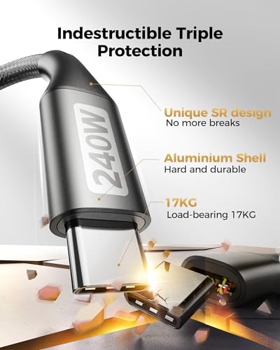 Silkland 240W USB C to USB C Cable, TypeC Fast Charging Cable 3.3FT(2 Pack) - size: 3.3FT