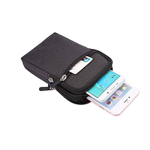 Cell Phone Belt Clip Holster, Waist Bag for Men, Waterproof Vertical Cell Phone Wallet Purse Pack Outdoor Hiking Belt Loop Pouch with Snap Hook for Smartphones Under 6.9 Inches