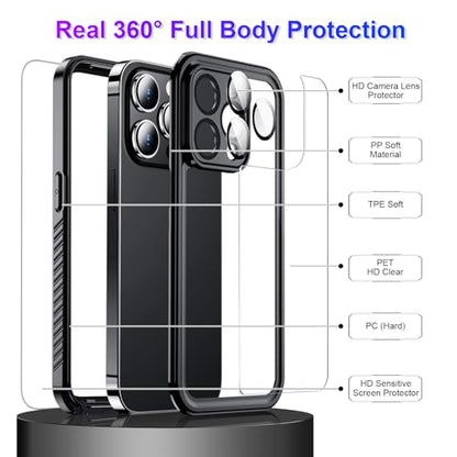 Compatible with iPhone 14 Pro Max Case Waterproof, Built-in Screen & Camera Protector IP68 Underwater Full Body 14FT Military Dropproof Shockproof Phone Case 6.7"-Black/Clear - color: Black, size: iPhone 14 Pro Max