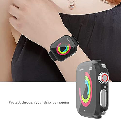 [12 Pack] Case Compatible with Apple Watch Series 9 8 7 41mm with Tempered Glass Screen Protector, Full Coverage Bumper Hard PC Protective Cover for iWatch Series 9 8 7 41mm Accessories | Ultra-Thin HD Tempered Glass Screen Protector Cover Scratch Resista
