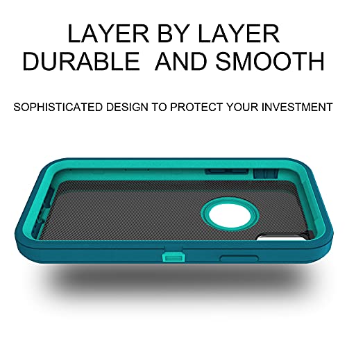 MXX Compatible with iPhone Xr Case, 3-Layer Super Protective Full Heavy Duty Body Tough Rugged Bumper Cover, Shock & Dust Proof, Designed for Apple Xr Phone Case 6.1" Turquoise - color: Turquoise