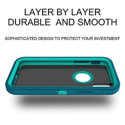 MXX Compatible with iPhone Xr Case, 3-Layer Super Protective Full Heavy Duty Body Tough Rugged Bumper Cover, Shock & Dust Proof, Designed for Apple Xr Phone Case 6.1" Turquoise - color: Turquoise
