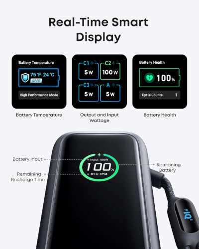 Anker Laptop Power Bank, 25,000mAh Travel Essential with 165W Total Output - color: Black