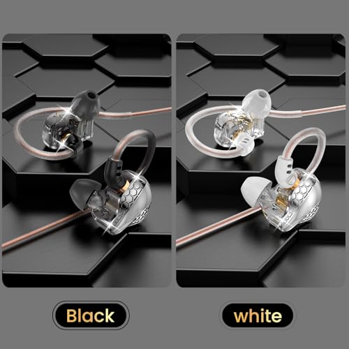 2 Pack in Ear Monitor Headphones, H89 IEM Earphone Wired Earbud - color: Black+White