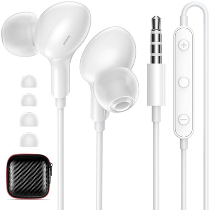 iMangoo Wired Earbuds 3.5mm Jack School Airplane Travel Headphones White - color: White