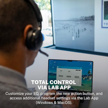 JLab, Go Work Gen 3, Wireless Headset, Boom Microphone, Noise Cancelling Mic, USB-C Dongle, Bluetooth Multipoint, Black