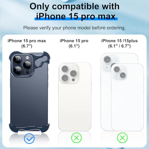 Frameless Phone Case Crafted for iPhone 15 Pro Max Blue - color: Aluminum Blue, size: iPhone 15 Pro Max