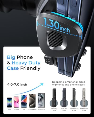 Phone Holders for Car Vent with Double Metal Hook Clip,[One-hand Operation] - color: Dark Black