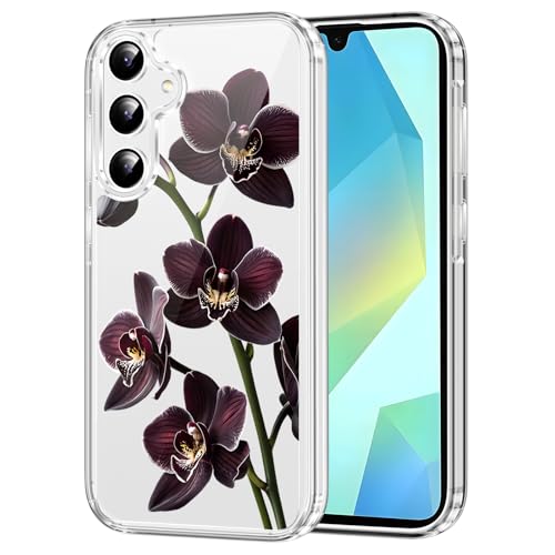 Clear Case for Samsung Galaxy A16 5G 6.7", Aesthetic Cute Orchid Floral Pattern Printed,Trendy Flower Design for Women Girly,Soft TPU Slim Shockproof Transparent Phone Cover for Samsung A16 5G - color: Orchid, size: Samsung Galaxy A16 5G