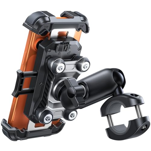 JOYROOM Motorcycle Phone Mount Holder with Dual Vibration Dampener - color: Black