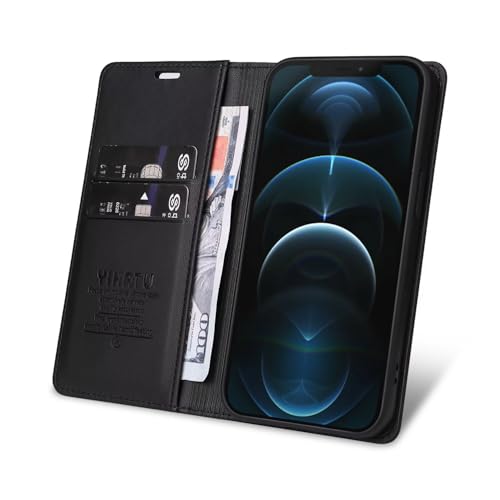Caseurban Compatible with iPhone 13 Pro Wallet Case PU Leather Flip Folio Case with Card Holder Magnetic Closure Shockproof Protective Phone Cover Black - color: Black, size: iPhone 13 Pro