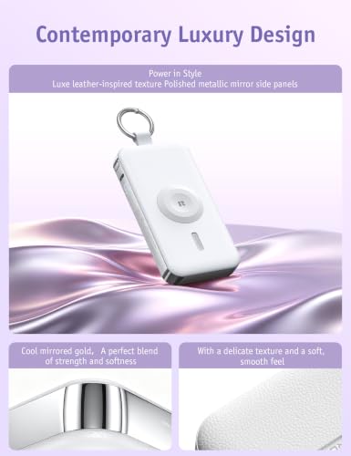 RORRY CharmGo Portable Charger 3 in 1 iPhone Power Bank for Apple 12000mAh - color: White