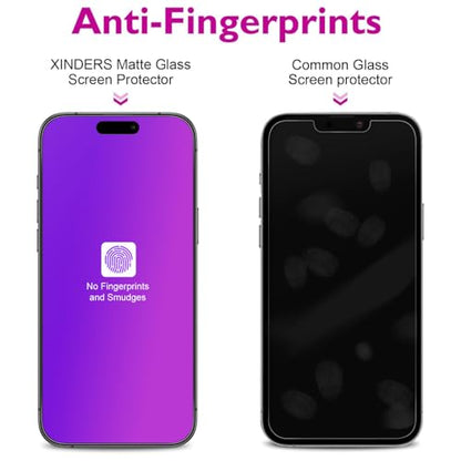 Compatible for iPhone 16e/14/13 Pro/13 Matted Privacy Screen Protector Tempered Glass, Matted Gradient Anti Spy Anti Blue Light Easy Installation, 2 Pack (iPhone 16e/14/13 Pro/13)