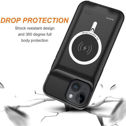 Battery Case for iPhone 15 Plus,Upgraded 12000mAh High Capacity Rechargeable Portable Extended Charger Case Wireless Charging Compatible with iPhone 15 Plus (6.7 inch) Charging Case & Carplay (Black) - size: iPhone 15 Plus