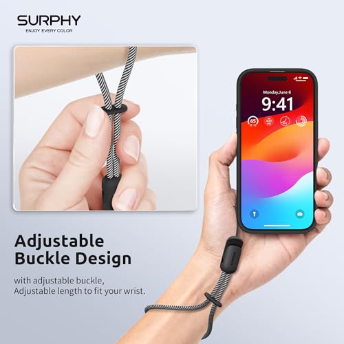 SURPHY 2 Pack Phone Lanyard, Phone Wrist Strap for Case, Camera Wrist Strap - color: Black & Gray
