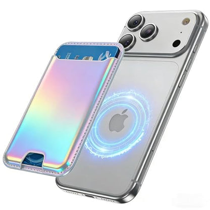 TWZKG for MagSafe Wallet, 3 Cards Holder, Slim Magnetic Phone Wallet for iPhone 17/16/15/14/13/12 Pro Max Plus Air Series,RFID Blocking Vegan Leather,Rainbow - color: Rainbow