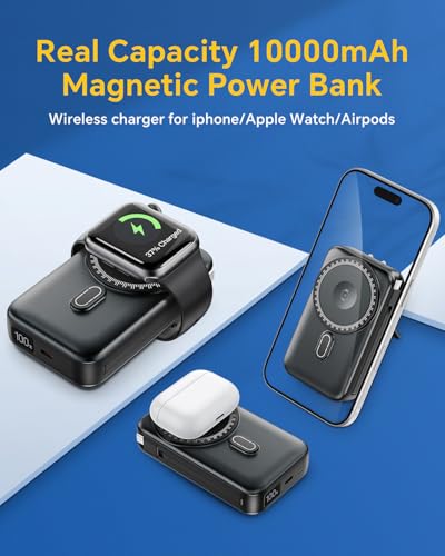 for Magsafe Battery Pack, Real Capacity 10000mAh with AC Wall Plug Charger - color: Black