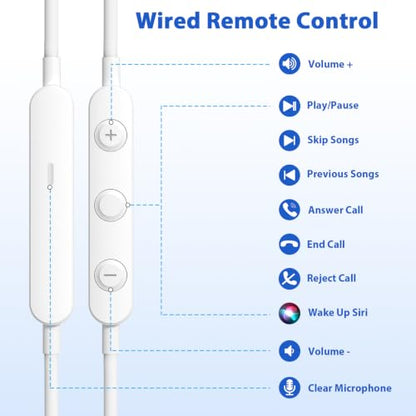 iMangoo for Apple MFi-Certified Lightning Wired Earbuds Headphones with Mic - color: White