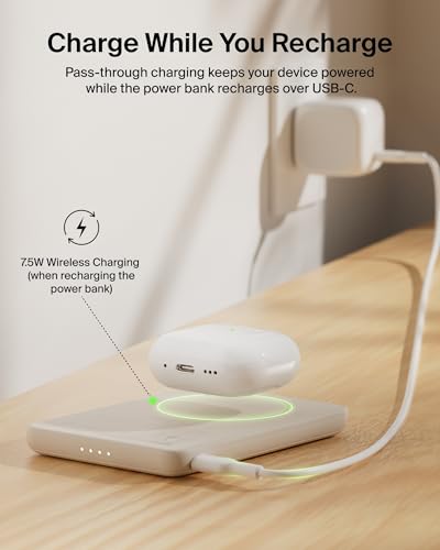 Belkin 5K 7.5W Ultra-Slim Portable Power Bank, Supports MagSafe Accessories - color: Sand