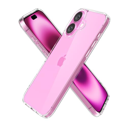 oakxco Clear Phone Case for iPhone 16 Plus Case, Thin Slim Transparent Hard Plastic Back & Soft Silicone Bumper, Cute Non Yellowing Hybrid Matte TPU Frame Protective Cover for Women, Crystal Clear - color: Clear, size: 16 Plus