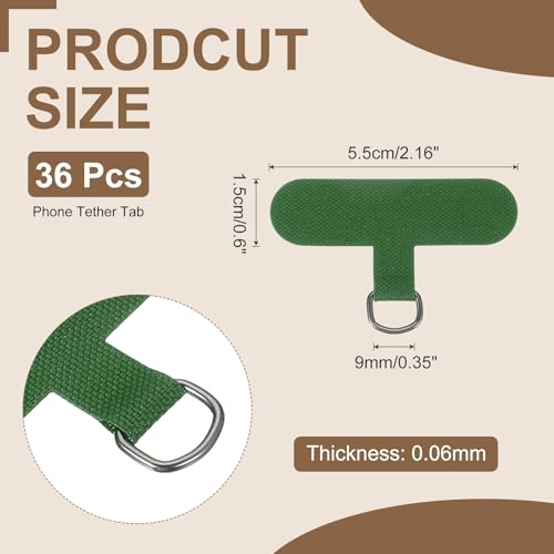 uxcell 36pcs Phone Tether Tab, Universal Phone Lanyard Patch T Shape Cell Phones Strap Replacement Part for Most Smartphone Cases, Dark Green - color: Dark Green