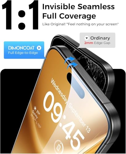 DIMONCOAT 4-PACK Privacy Screen Protector Compatible with iPhone 15 6.1 - color: Black, size: iPhone 15