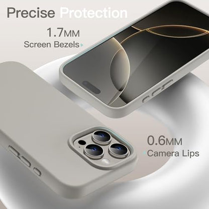 JETech Silicone Case for iPhone 16 Pro, Natural Titanium | Silky Soft Touch, Shockproof Protection, Scratch Resistant, Microfiber Lining - color: Natural Titanium, size: iPhone 16 Pro