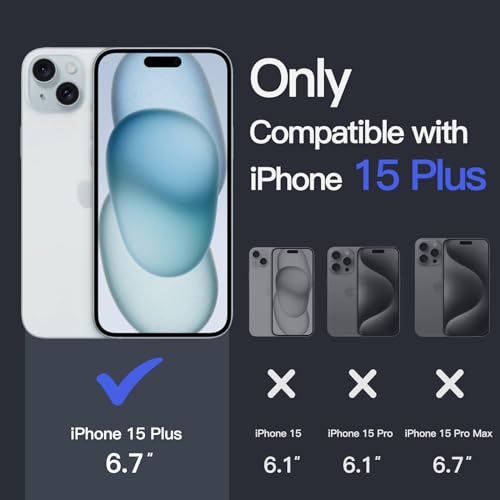 JETech Case for iPhone 15 Plus 6.7-Inch, Non-Yellowing Shockproof Phone Bumper Cover, Anti-Scratch Clear Back (Blue) - color: Blue, size: iPhone 15 Plus