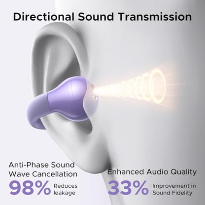 UGREEN HiTune S3 Open Ear Earbuds, Bluetooth 5.4, Clip on Earbuds, Purple - color: Purple