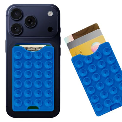 Suction Phone Card Holder Adhesive Mount,Up to 3 Cards - color: Baby Blue Jay
