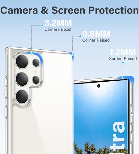 Vakaa Clear Case for Samsung Galaxy S23 Ultra 5G, Anti-Yellowing | Hard Back with Military-Grade Drop Protection, Wireless Charging Compatible - color: Transparent, size: S23 Ultra