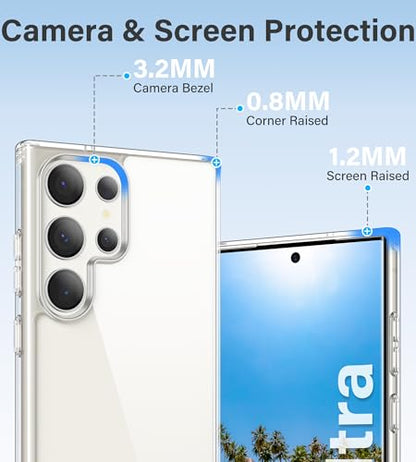 Vakoo Clear Case for Samsung Galaxy S23 Ultra 5G, Anti-Yellowing | Hard Back with Military-Grade Drop Protection, Wireless Charging Compatible - color: Transparent, size: S23 Ultra