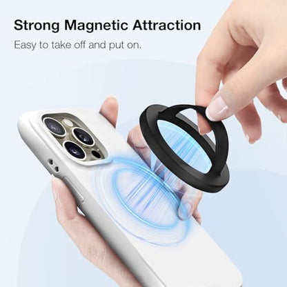 Magnetic Silicone Phone Grip | Super Strong Magnetic Design, 360° Rotation, Comfortable Grip, Compatible with iPhone 16/15/14/13/12 Series, Perfect for Selfies and Watching Videos (Black) - color: Black
