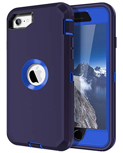 I-HONVA for iPhone SE 2022/2020 Case Built-in Screen Protector Shockproof Dust/Drop Proof 3 in 1 Full Body Rugged Heavy Duty Cover for Apple iPhone SE 3rd/2nd Gen 4.7, Navy Blue - color: Navy Blue