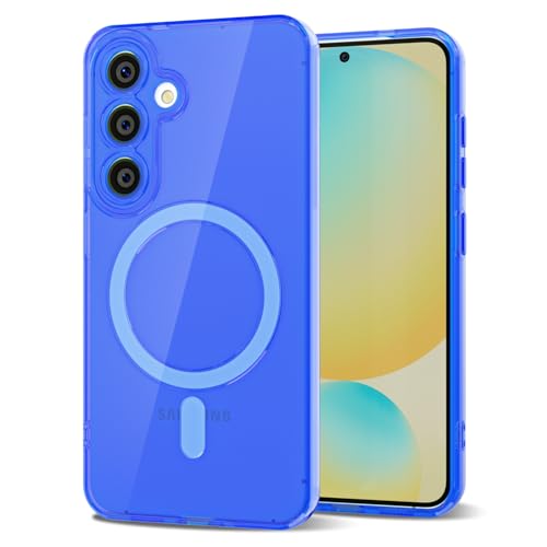 Svanove for Samsung Galaxy S24 FE Clear Compatible with Magsafe Silicone, Bright Transparent Thin Magnetic Mag Safe Case Cute, Girly Aesthetic Slim Hard Camera Cover Protection, Fluorescent Neon Blue - color: Neon Blue, size: S24 FE