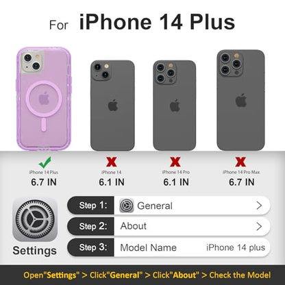 Follaroma Magnetic for iPhone 14 Plus Case, Heavy Duty Phone Cases, Purple | Compatible with MagSafe, Heavy Duty Shock proof Protection, Military-Grade Anti-Drop, Dual Layer Transparent Protective Cover - color: Purple, size: iPhone 14 Plus 6.7''