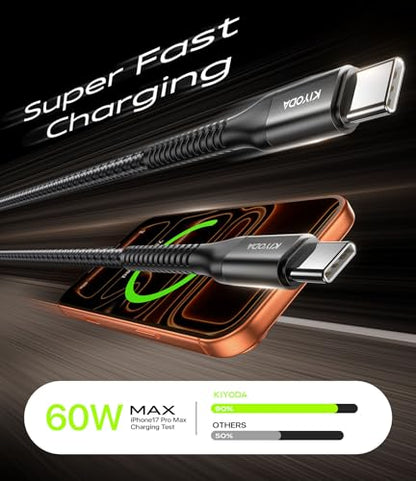 USB C to C Cable 60W Fast Charging 6FT USB C to USB C Cable for CarPlay - color: Black, size: 6FT, style: USB C to USB C