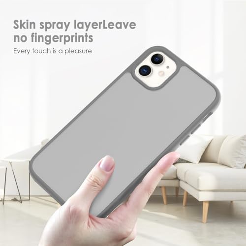 TENOC Phone Case Compatible with iPhone 11, Dark Gray Case Translucent Protective Bumper Matte Hard Back Cover for 6.1 Inch - color: Dark Gray, size: iPhone 11
